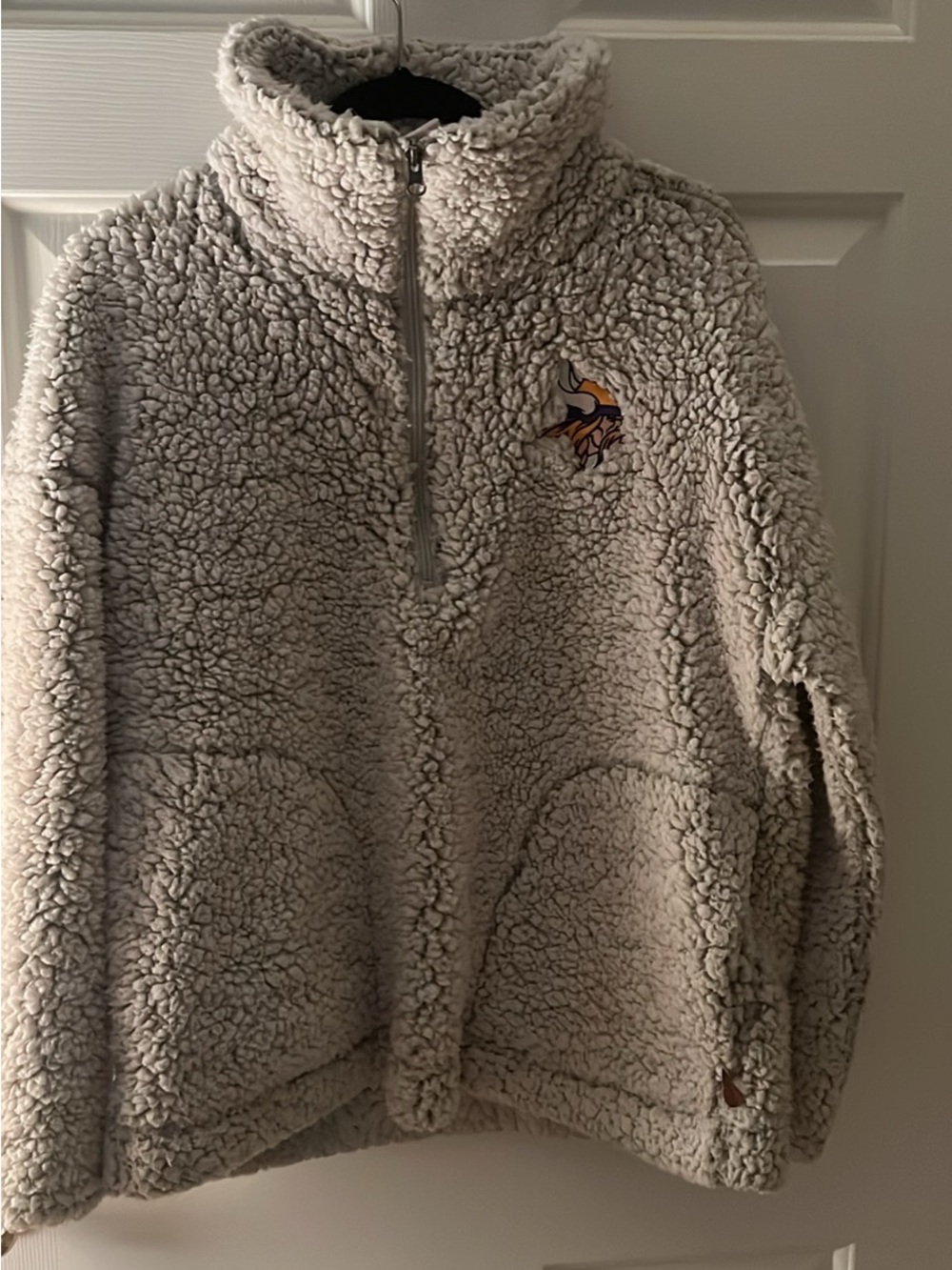 NFL Light Gray Sherpa Quarter-Zip Puffer Jacket